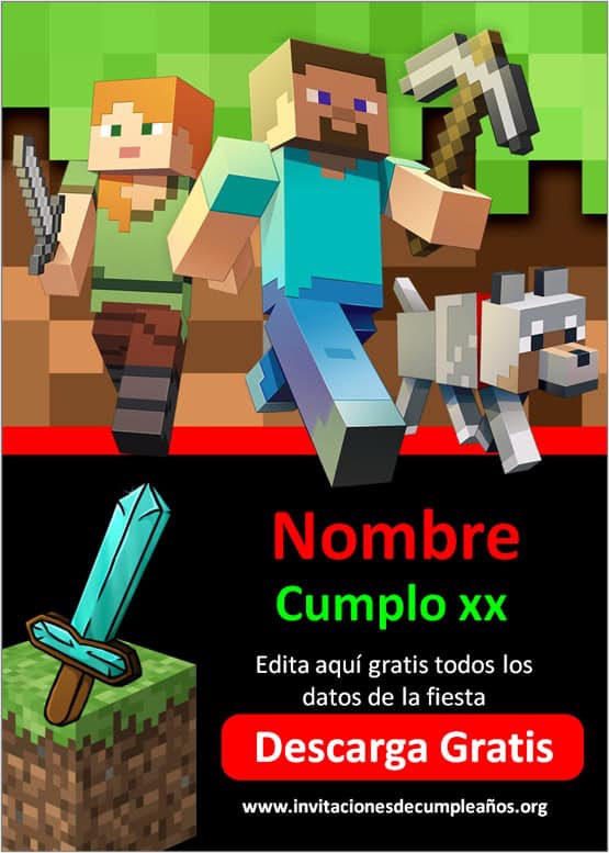 Minecraft - Tarjeta de cumpleaños de 7 años